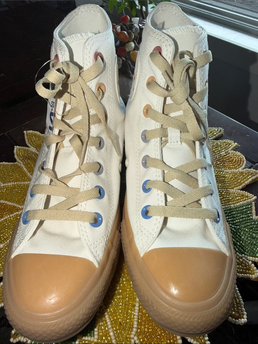 Converse Double Patch High Top Sneakers Women’s 7.5 Vintage White Gum NWT